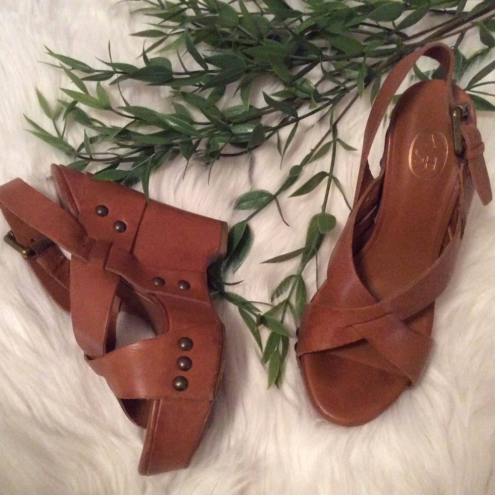 ASH Leather Wedges Tan Size 37 1/2